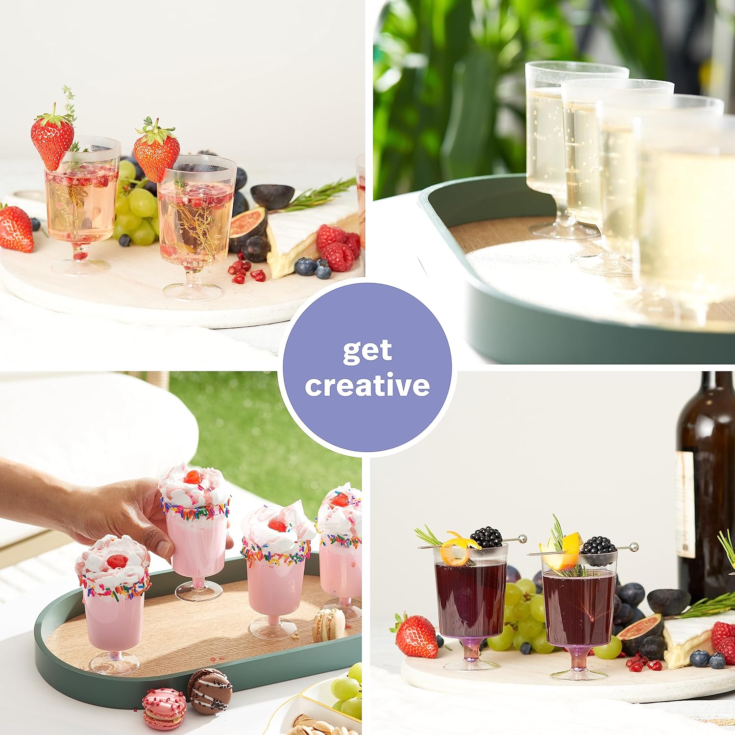 MATANA 50 Pack 6 oz Clear Plastic Wine Glasses & Goblet Cups with Stem for Wedding Banquet, Garden Parties & Events