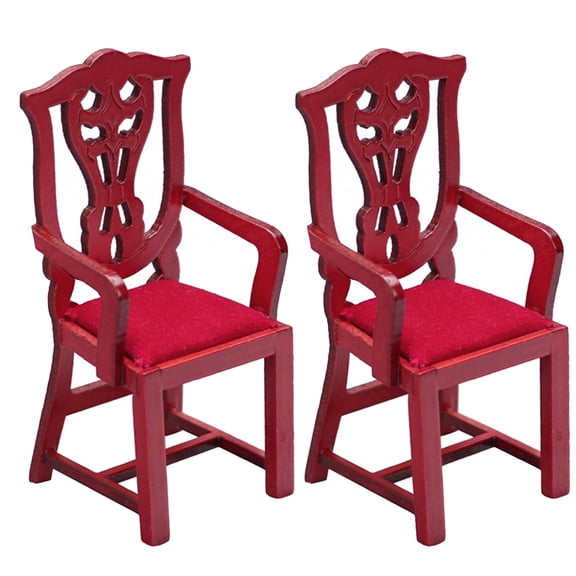 Soimiss 2Pack Dollhouse Simulation Chair Wooden Furniture Dollhouse Accessories