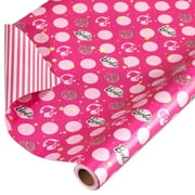 American Greetings 75 PresNok sq. ft. Reversible Barbie Wrapping Paper for Birthdays and All Occasions, Stars, Polka Dots and Stripes (1 Roll, 30 in. x 30 ft.)