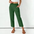 thumbnail image 5 of Erwazi Women's Solid Elastic Waist Pant Straight Leg Ankle Length Casual Pants with Pockets, 5 of 8