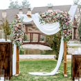 thumbnail image 3 of Cortinas de arco blancas, telón de fondo de boda de tela reutilizable para decoración de bodas en interiores y exteriores, baby showers de novia, telón de fondo para fotografía, 1 panel, 28" x 19, 3 of 7