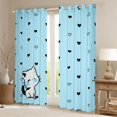 thumbnail image 2 of Manfei Kawaii Kitten Blackout Curtains Set of 2 (38x54 Each), Graffiti Love Heart Doodle Living Room Curtains, Blue, 2 of 6