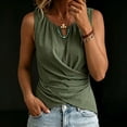 thumbnail image 2 of hotojiny Linen Tops for Women Slim Fit Sleeveless V Neck Tee Shirts Warp Vacation Fashion Clothes Summer Trendy, 2 of 7