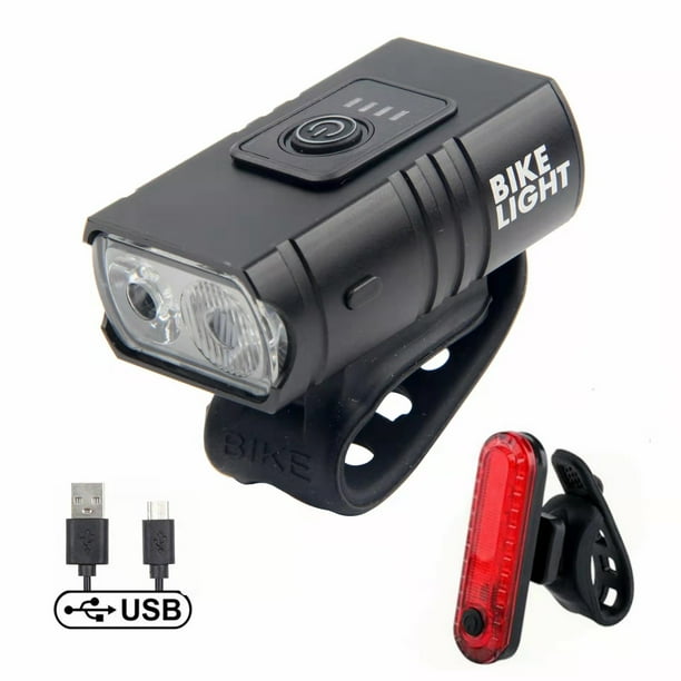 Faros delanteros de aleación de aluminio para bicicleta, luces de bicicleta para exteriores de haz alto y bajo de alto lumen, luces delanteras y traseras con carga USB