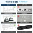 thumbnail image 3 of HOMLUX 2 Pack Over the Door Hooks, 5-Hook Heavy-Duty Metal Coat Rack for Jackets, Hats, Towels, and Bags, for Bathroom, Bedroom, or Dorm, 3 of 7