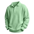 thumbnail image 5 of Besolor Kids Boys Clothes Fall Sweatshirts Long Sleeve Lapel Collar Buttons Sweatshirt Casual Loose Knit Workout Pullover Tops(5-6 Years,Green), 5 of 7