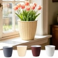 thumbnail image 7 of Garden Containers,Round Plastic Planter,Faux Rattan Textured Large Pot with Matching Drain Tray for Indoor Outdoor Fleshy-Leaved Green Plant Cultivation(White), 7 of 7