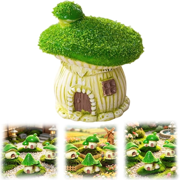 Z52LingLing Decoration Miniature Mushroom House Resin Figurine Fairy Tale Cottage Aquarium Landscaping Ornament for Fish Tank Desktop DIY Layout Style B