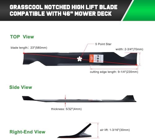 YTH22V46 46 inch Mower Blades for Hus qvarna Craftsman Poulan 405380 532405380 Z246 YTH20K46 YTH21K46 YTH22K46 YTA22V46 RZ4623 YT3000 46'' Deck Lawn Mower(High Lift)