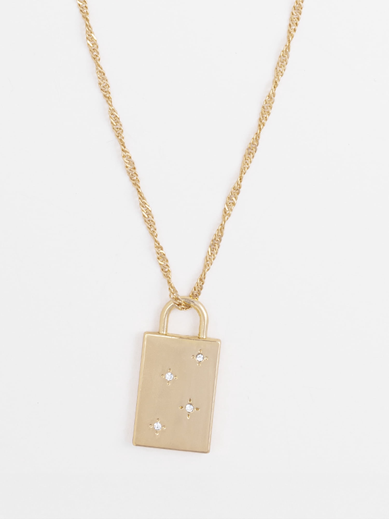 Time and Tru Women's Goldtone, Know Your Worth Lock Necklace