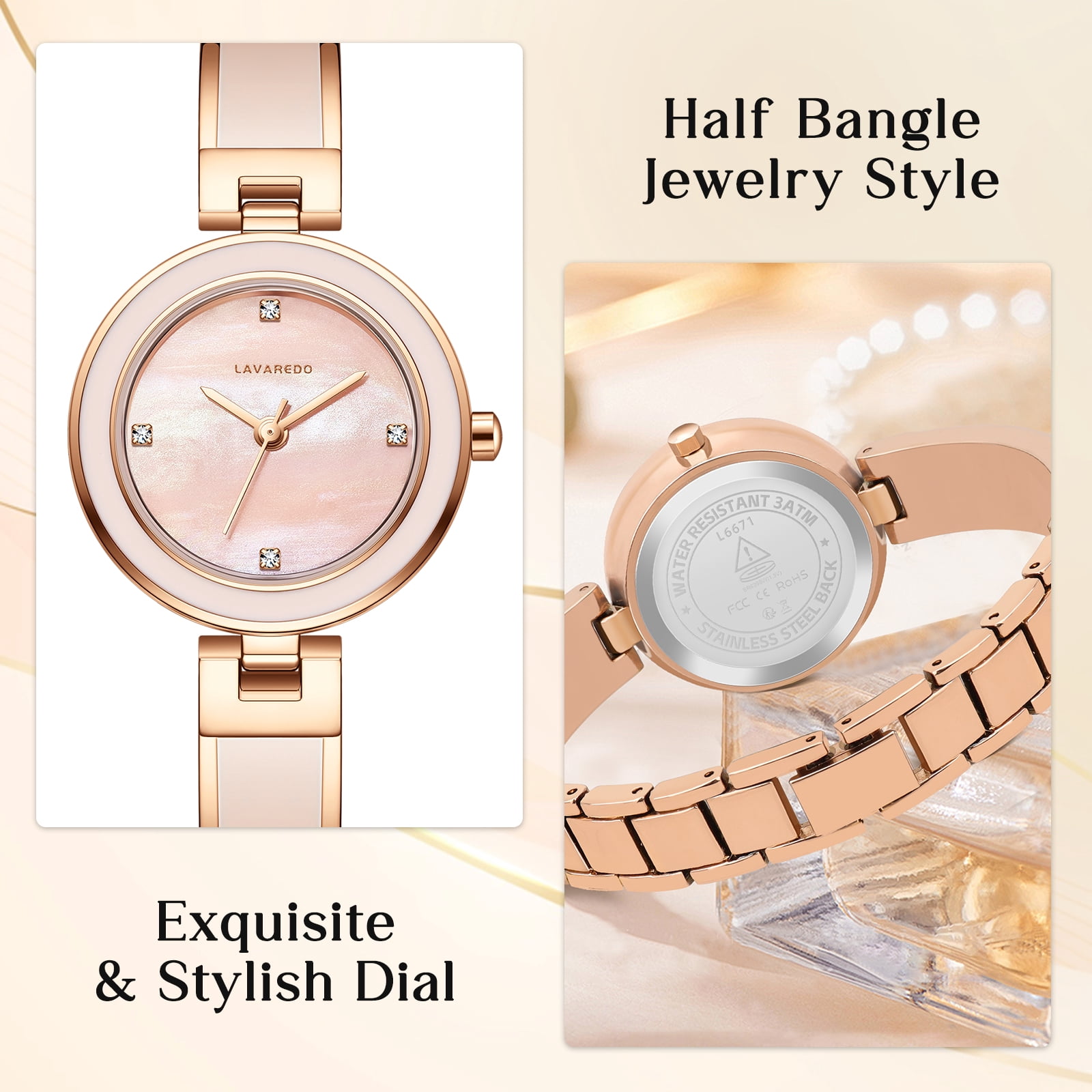 Bomieux Woman Watches Elegant Bangle Watch for Women with Adjustable Strap 3ATM Water Resistance Gift for Woman