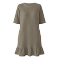 thumbnail image 6 of Horkkom T Shirt Dress Women Summer Short Sleeve Solid Color Mini Dresses Ruffle Beach Sundresses, S-2XL, 6 of 7