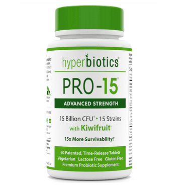 Hyperbiotics PRO-15 Advanced Strength - Natural Probiotics with Kiwifruit Powder - 60 Tablets