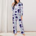 thumbnail image 2 of Pajama Sets for Women 2 Pcs, Fujiman Leaves Daisies Flowers Button Down Long Sleeve Sleepwear Lounge PJ Sets, 2 of 6