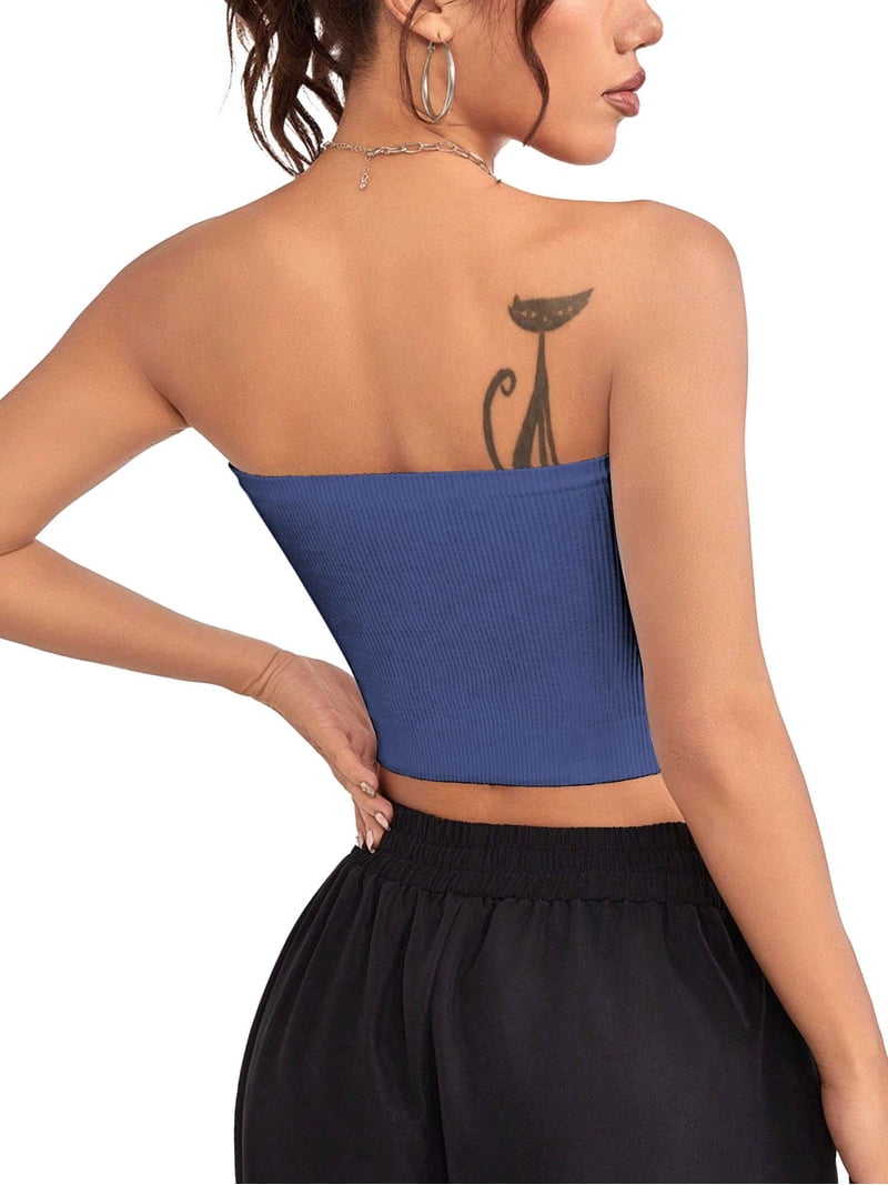 Gustave Summer Tube Tops for Women Basic Crop Tops Y2K Strapless