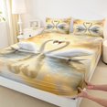 thumbnail image 3 of Castle Fairy Teens Adults Animal White Swan Full Size Sheets 4-Piece,Romantic Couple Lover Breathable Bed Sheets,Happy Valentine's Day Lightweight Sheet Sets,Breathable Home Decor, 3 of 7