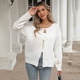 thumbnail image 2 of Comdrip Tie Front Sweaters for Women, Women's Tie Front Crewneck Knit Cardigan Long Sleeve Knit Sweater Tops Cute Winter Clothes Cardigan Sweaters for Women White M, 2 of 9