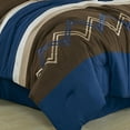 thumbnail image 6 of Chezmoi Collection 7-Piece Coffee/Brown/Navy/White Modern Stripe Zigzag Embroidery Comforter Set, King, 6 of 11