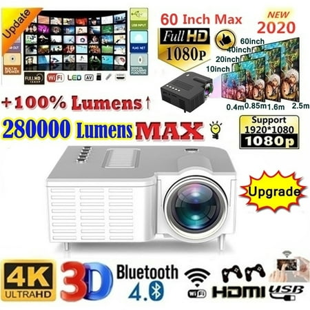 Newest Design Portable HD 1080P 10W Mini Video Projector LED Home Theater...