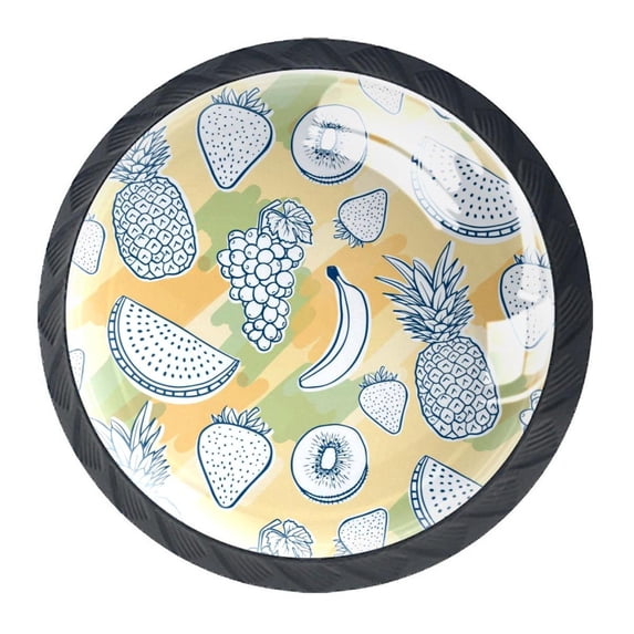 4 Pcs Tropical Fruits Knobs for Kitchen Cabinet Cupboard Dresser Bookcase Drawer Pulls Handles Round Home Decor