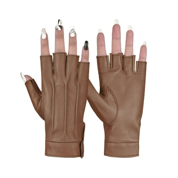 Genuine Leather Women Half Finger Dress Gloves