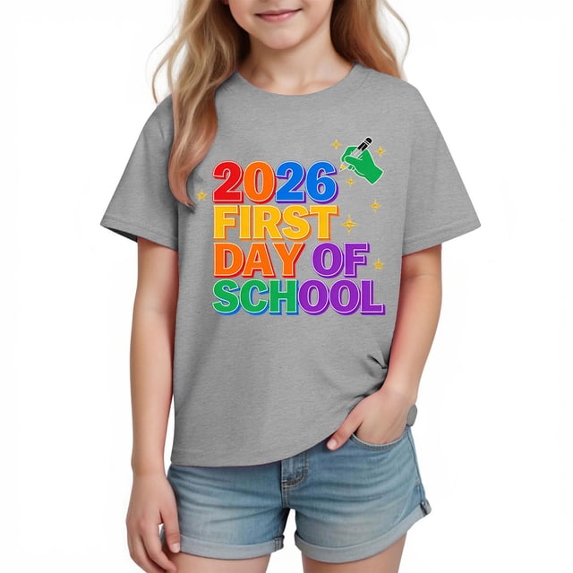 Camiseta de Manga Corta Linda para Niños Unisex Gráfica Tee de la Escuela de la Temporada, Camisetas de Manga Corta para Niñas