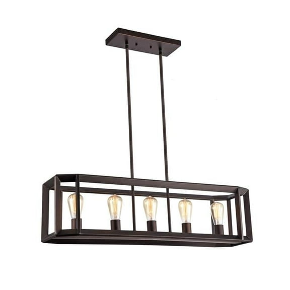34 in. Lighting Ironclad Industrial-Style 5 Light Rubbed Bronze Ceiling Pendant - Oil Rubbed Bronze