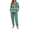 thumbnail image 3 of FNFYFH Women's Fuzzy Fleece Pajamas Sets Long Sleeve Flannel Plaid Pullover and Pants Set 2 Piece Lounge Set Fluffy Sleepwear, 3 of 7