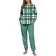 thumbnail image 4 of Conjunto de pijama informal de invierno para mujer, de doble cara, con cuello redondo estampado, manga larga, top anudado a mano, pantalones con cordón ajustable, ropa de casa, blusa de poliéster., 4 of 7