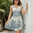 thumbnail image 3 of Powder Blue French Toile Picnic Designs Dress Summer Street Style Dresses Female Sleeveless Printed Sundress, 3 of 7