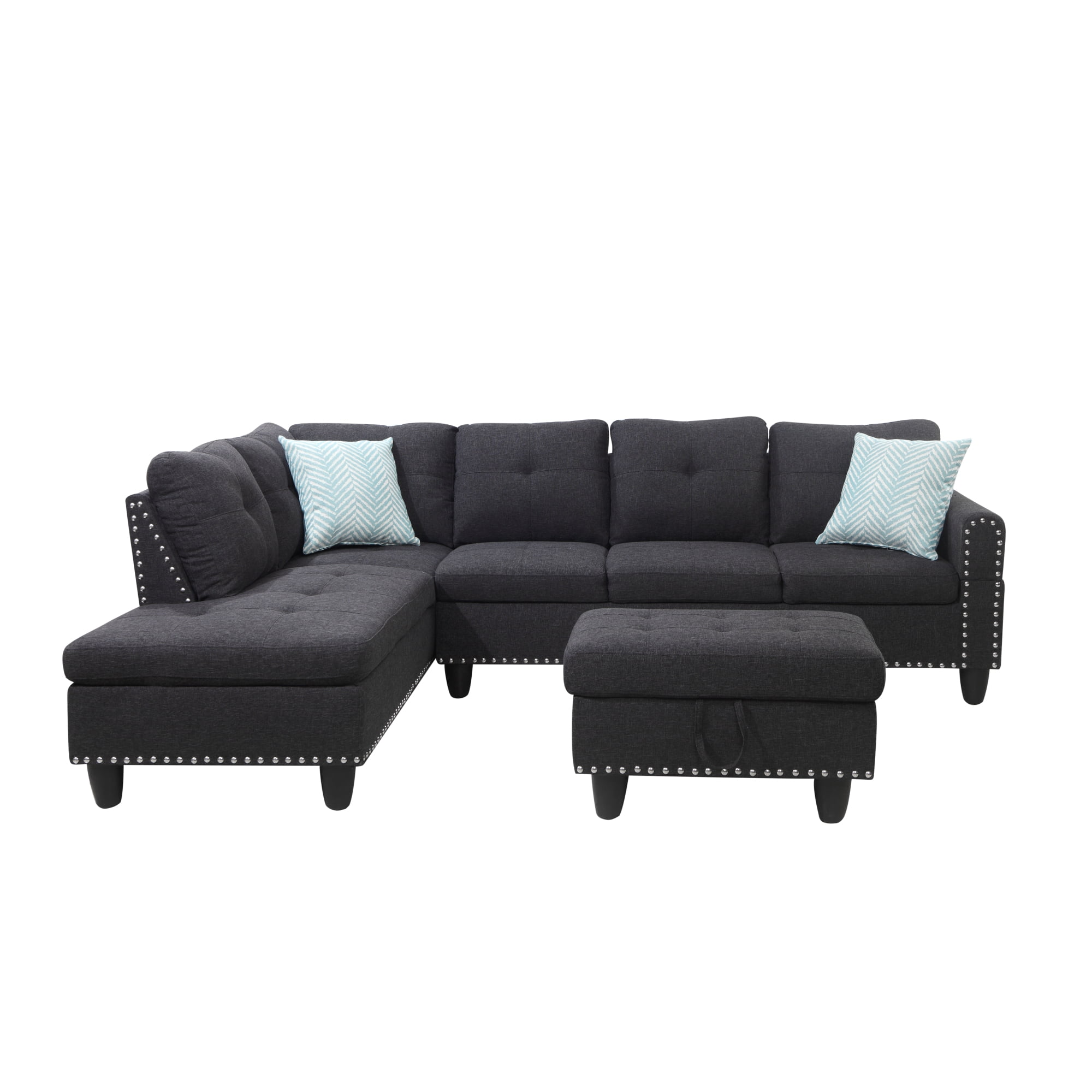 Leumius 98" L Shaped Sectional Couch,Modern Oversized Modular Sofa Couch with Storage Ottoman & Deep Seat,Sectional Couches for Living Room,Office,Gray