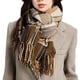thumbnail image 1 of Bufanda tipo manta a cuadros con urdimbre larga, chales de punto a cuadros a la moda, bufandas cálidas de invierno con entramado, 1 of 5