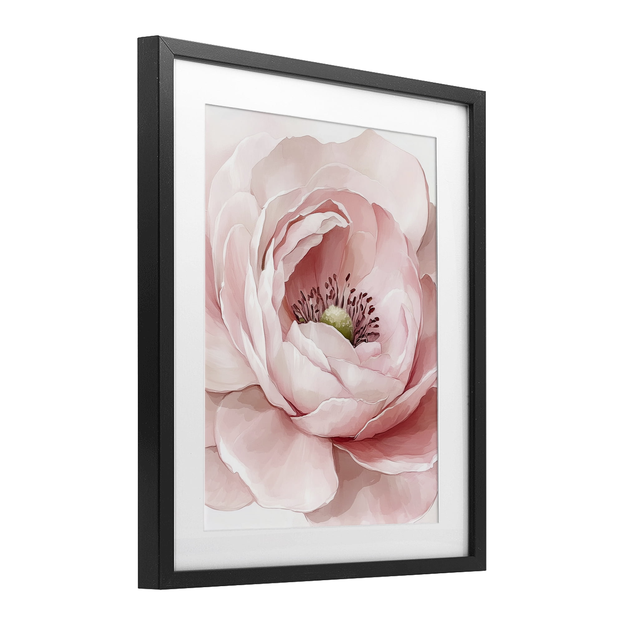 Fresh Rosy Close Up Petals Black Framed Print Under Glass, design by Christine Simpson Art