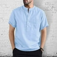 thumbnail image 2 of TAIAOJING Mens Shirts With Pocket Shorleeved Collar Casual Stand-Up Blouse, 2 of 5