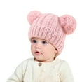 thumbnail image 2 of Generic Baby Girls Hats Caps Little Boy Hats Children's Hat Double Ball Children's Knitted Pullover Hat Solid Color Warm Babys Wool Hat Outwear Boys Girl Unisex Durable(,Pink), 2 of 5