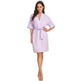 thumbnail image 3 of MAYFISH Womens Short Robe Cotton Bamboo Rayon Blend Lightweight Kimono Bathrobe Soft Breathable Knee Length(Light Purple,L), 3 of 6