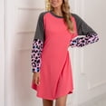 thumbnail image 1 of Women Short Dress, Fashionable Stitching Stylish Color Block Loose Fit Dress Round Neck  For Lady For Shopping ANGGREK L rojo, 1 of 7