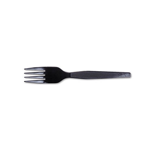 Plastic Cutlery, Heavy Mediumweight Forks, Black, 1,000/carton | Bundle of 2 Cartons