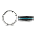 thumbnail image 4 of Mens Titanium Black Star Sandstone Inlay with Turquoise Band Ring (8mm), 4 of 4