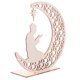thumbnail image 2 of EeaseMX Adorno de escritorio de madera hueca para Eid Mubarak, diseño LED, accesorio para fiesta, 2 of 7
