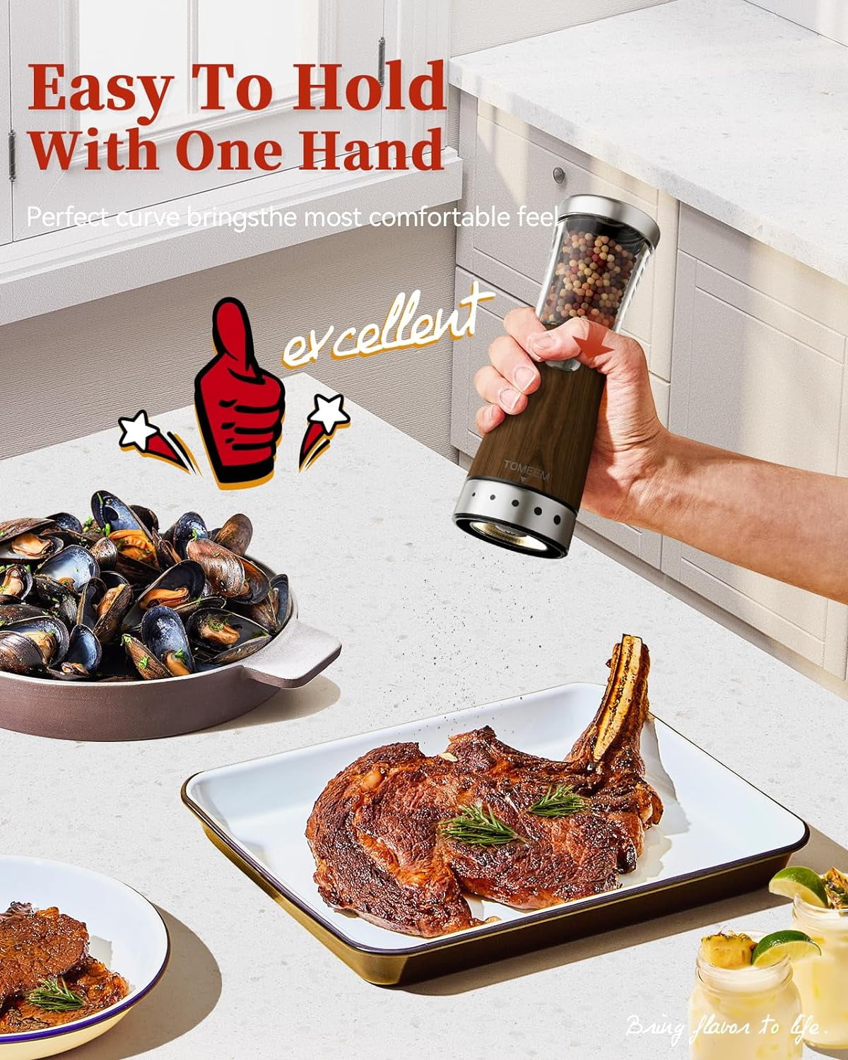 Electric Salt and Pepper Grinder Set Rechargeable Stainless Steel Grinder Set 5 Adjustable 4.5oz Upgrade Capacity