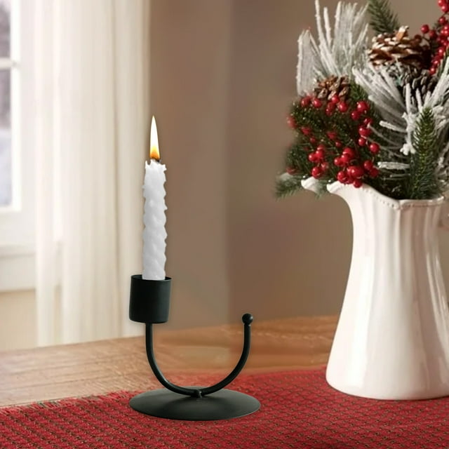 Eoozwa U Shaped Double Head Candlestick Wrought Iron Metal Holder for Dining Table Centerpiece Scandinavian Home Decor Gold Black Finish