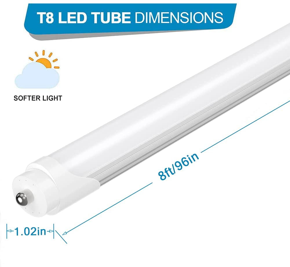 Details about   T8 8FT FA8 Single Pin Led Tube Light Bulbs 8Foot 45W T12 8' Led Shop Light 6000K 