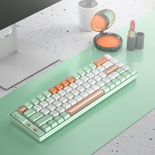 TIMIFIS Bluetooth Keyboard 3 Modes 66% Mechanical Gaming Keyboard 69 Mini RGB Red Switch P/BT Keycaps Type-C Keyboard Colour Blocking For Gaming And Working ummer