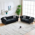 thumbnail image 2 of Newest 3+2 Seater ‌velvet upholstery fabric Sofa with Roll Armrest & Nailhead,Upholstered Mid Century Modern Couch,3 Seater & 2 Seater Couch for Living Room, Office, Apartment, Black, 2 of 9
