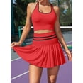 thumbnail image 3 of charmo essentials Women's Two-Piece Tennis Dress with Pleated Skirts and Shorts, Racerback Crop, 3 of 5