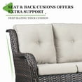 thumbnail image 3 of PARKWELL 4-Piece Outdoor Patio Furniture Set 5-Seat High Back Conversation Set with 30" Fire Pit Table and Deep Seat Wicker Chairs for Patio Garden Deck,Brown Wicker Beige Cushions, 3 of 8
