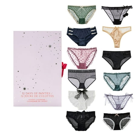 Women s Lace Bikini Underwear & Thong Underwear  Moderate Coverage Panties for Women  Multi Pack  12 Pack Bikini Panties Holiday Advent Calendar Best Valentine s Day Gift