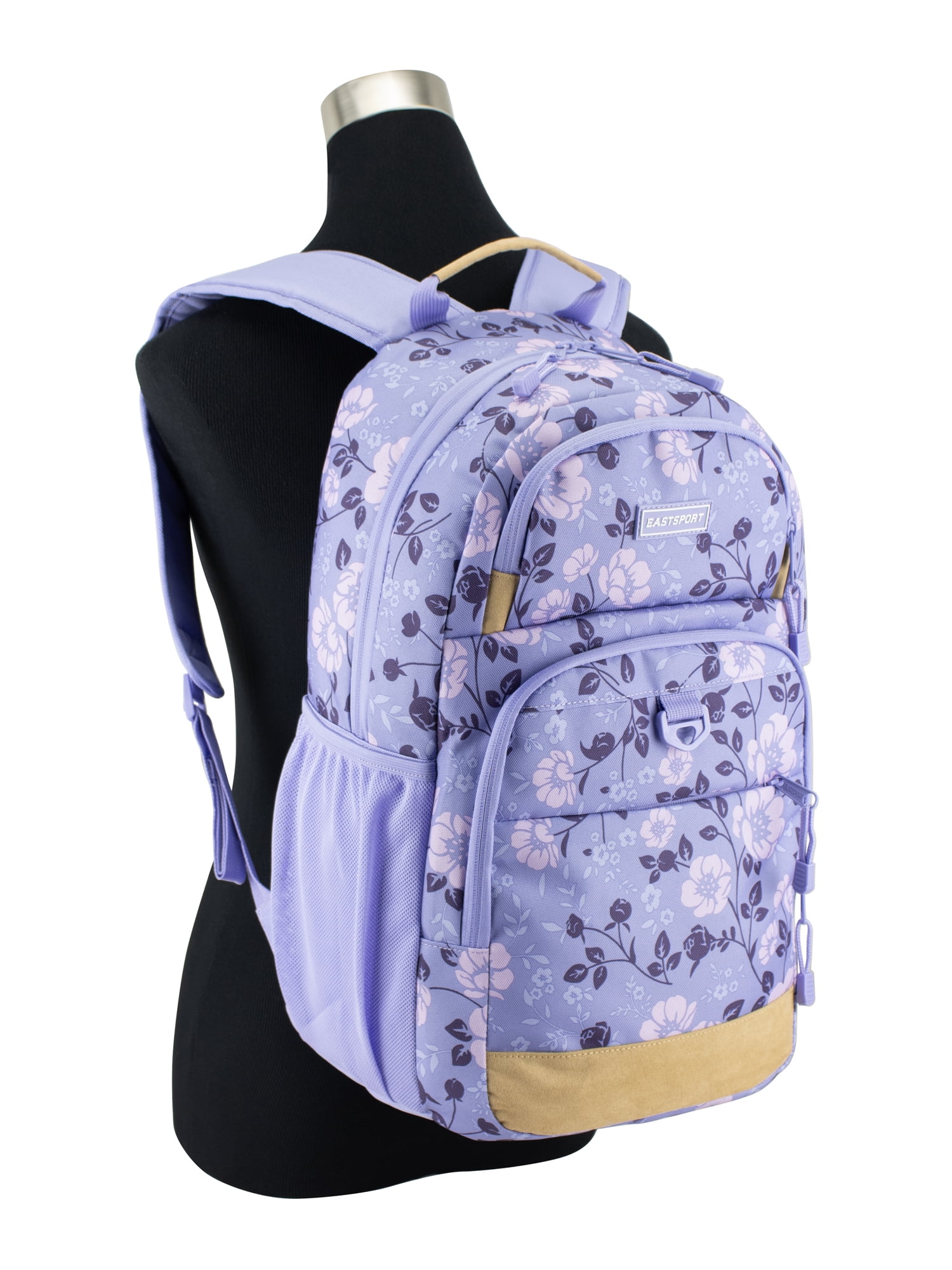 Eastsport Unisex 19" Aero Core Backpack, Purple Cheerful Flowers