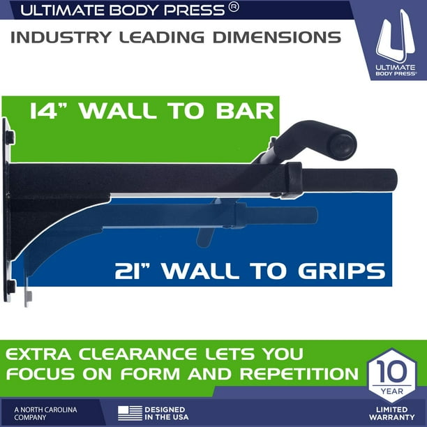 Ultimate Body Press Wall Mount Pull Up Bar with 4 Grip Positions and Upgraded Design for 2019 Walmart